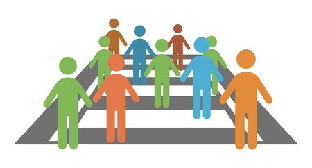 people crossing a crosswalkのイラスト素材