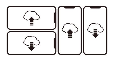 smart phones and cloud icons setのイラスト素材
