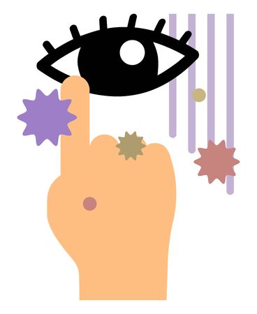 touch one's eyes with one's dirty handsのイラスト素材