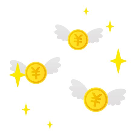 Flying Japanese Yen Coinsのイラスト素材