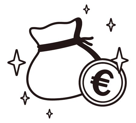 Euro drawstring bagのイラスト素材