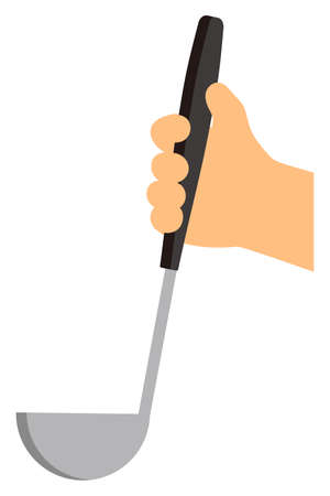 Hold a soup ladle in hand.のイラスト素材