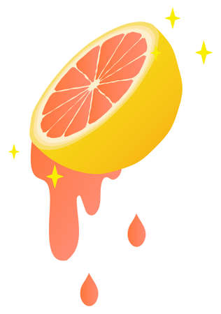 pink grapefruit juice isolated vector illustrationのイラスト素材