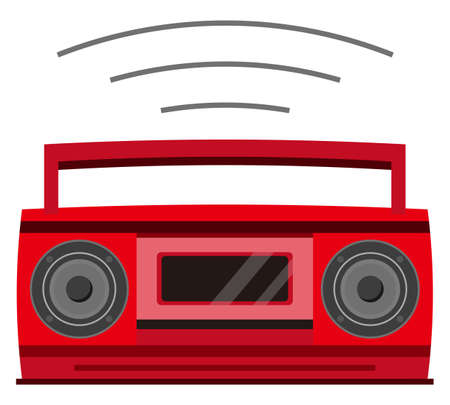 A red boombox with soundのイラスト素材