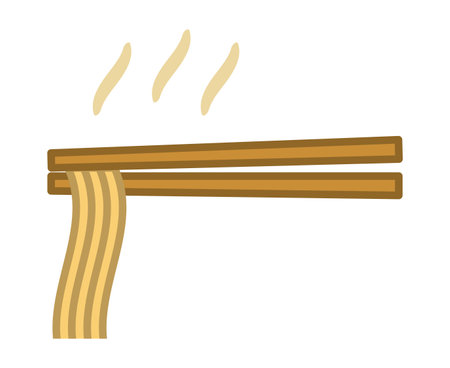 Eating noodles with chopsticks.のイラスト素材
