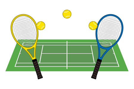 Tennis equipments isolated vector illustration.のイラスト素材