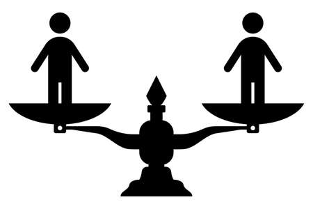 Two people on a scale.のイラスト素材