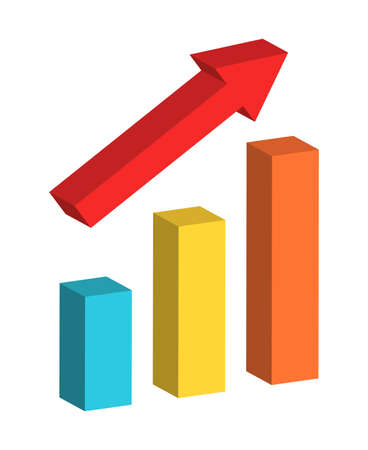 Ascending bar chart isolated vector illustration.のイラスト素材
