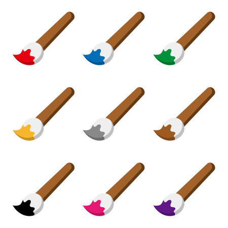 Colorful brush icons isolated vector illustration.のイラスト素材