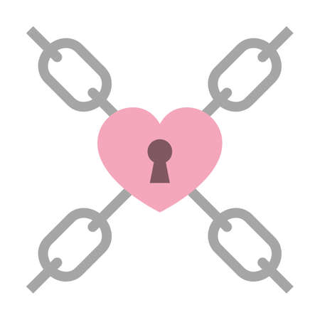Heart lock  and crossed chains.のイラスト素材