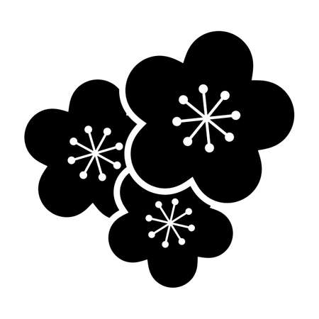 Plum blossoms isolated vector silhouette.のイラスト素材