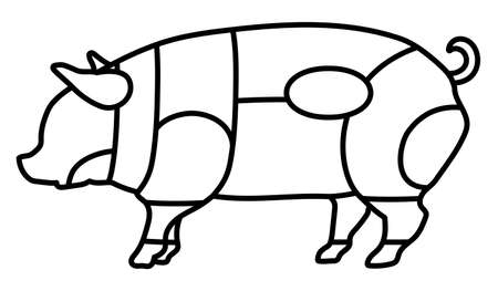 Pig portion map isolated vector illustration.のイラスト素材