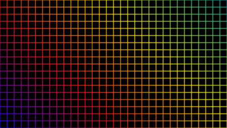 Neon-colored digital grid background.