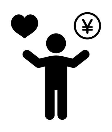 Person who compare love and money.のイラスト素材