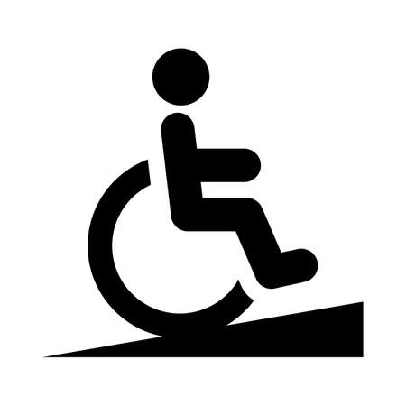 Man in wheelchair using ramp isolated vector icon.のイラスト素材