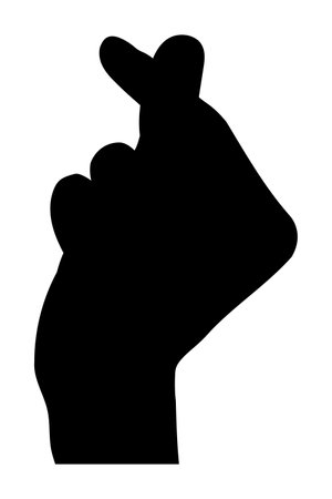 Finger heart isolated vector silhouette.のイラスト素材