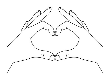 Hand heart isolated vector illustration.のイラスト素材