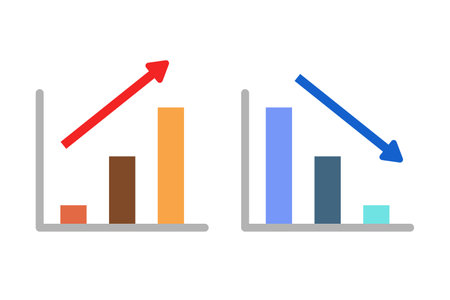 Icons for rising and falling graphs.のイラスト素材