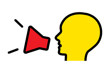 Face of a person calling out with a megaphone.のイラスト素材