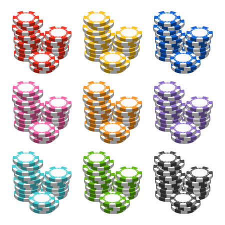 Set of poker chips in different colors.のイラスト素材