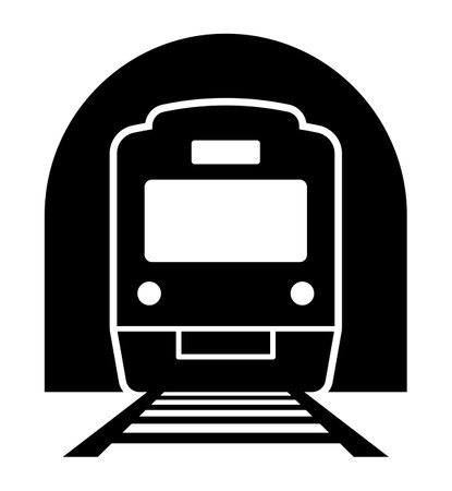 A train and tunnel isolated vector icon.のイラスト素材