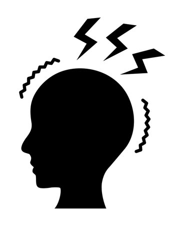 Headache person isolated vector silhouette.のイラスト素材