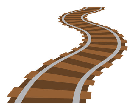Curving railway track isolated vector illustration.のイラスト素材