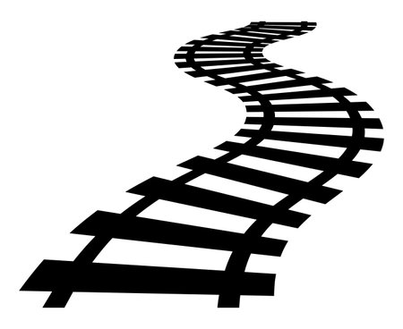 Curving railway track isolated vector silhouette.のイラスト素材
