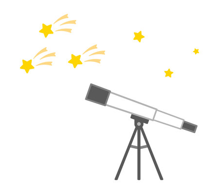Astronomical telescope and shooting stars isolated vector illustration.のイラスト素材