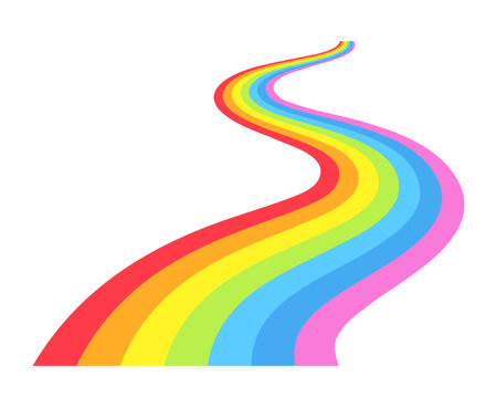 Rainbow bend road isolated vector illustration.のイラスト素材