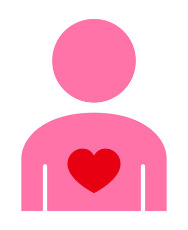Person and heart isolated vector illustration.のイラスト素材