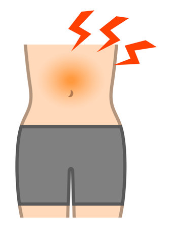 Abdominal pain isolated vector illustration.のイラスト素材