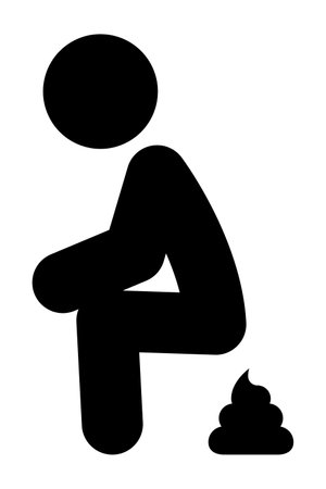 Stickman who poop isolated vector icon.のイラスト素材