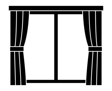 Windows and Curtains Isolated Vector Silhouetteのイラスト素材