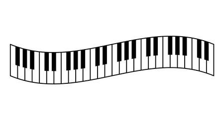 Wavy Piano Keyboard Isolated Vector Illustrationのイラスト素材