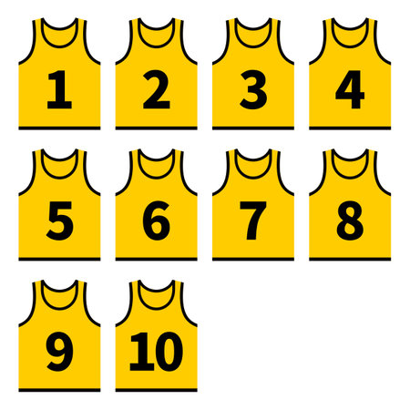 Set With Numbered Yellow Training Bibsのイラスト素材