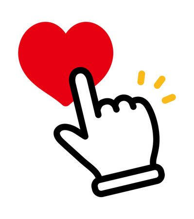 Heart and Pointing Pointer Isolated Vector Iconのイラスト素材