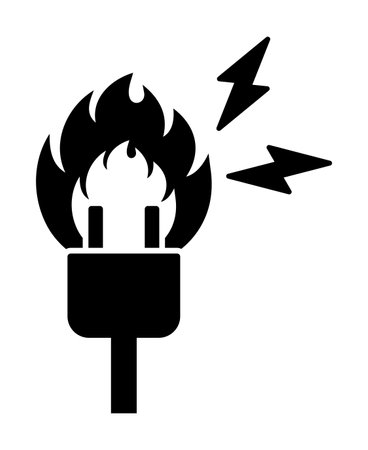 Electrical Outlet Fire Isolated Vector Silhouetteのイラスト素材