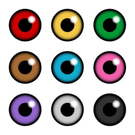Set of 9 Colorful Pupilsのイラスト素材