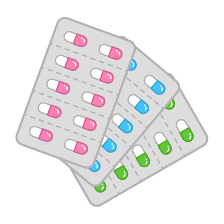 Capsules Blister Packs Isolated Vector Illustrationのイラスト素材