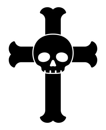 Christian Cross and Skeleton Isolated Vector Iconのイラスト素材