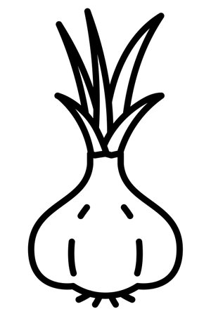 A Sprouted Garlic Isolated Vector Iconのイラスト素材
