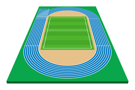 Athletics Track Field Isolated Vector Illustrationのイラスト素材