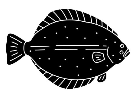 A flatfish isolated vector silhouetteのイラスト素材