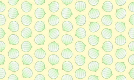 Onion seamless pattern. Vegetarian food background. Vector illustration.のイラスト素材