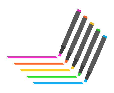 Five color highlighters set vector illustration.のイラスト素材