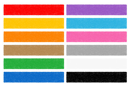 Horizontal rectangular design decoration drawn in crayonのイラスト素材