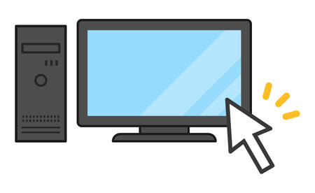 Desktop PC and mouse cursor isolated vector illustrationのイラスト素材