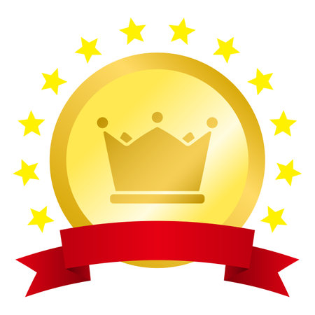 Crown Ribbon Medal Isolated Vector Illustrationのイラスト素材
