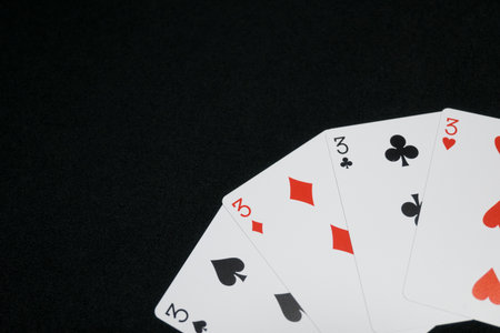 Four 3s of Playing Cards